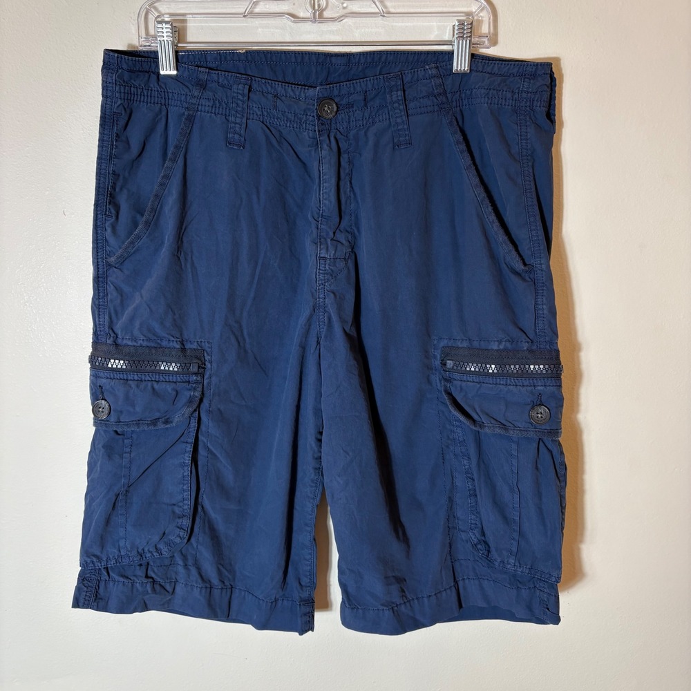 True Religion Navy Blue Cargo Shorts‎ Zip Pockets Size 32